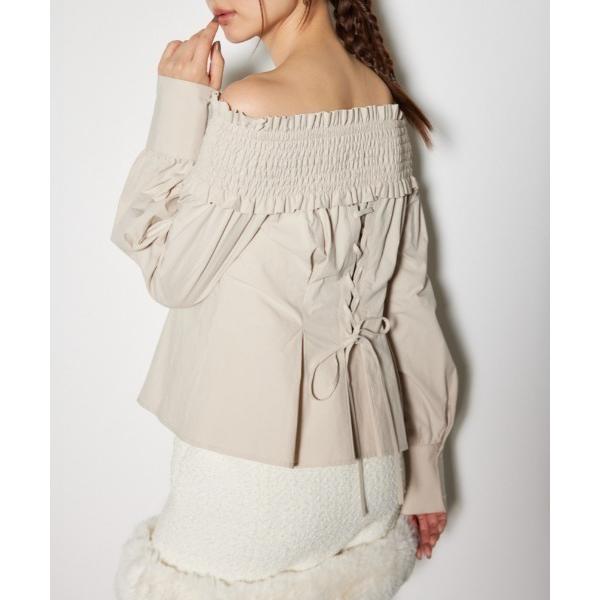 ブラウス シャツ シャーリングオフショルトップス 秋服 冬服 春服 レディース
