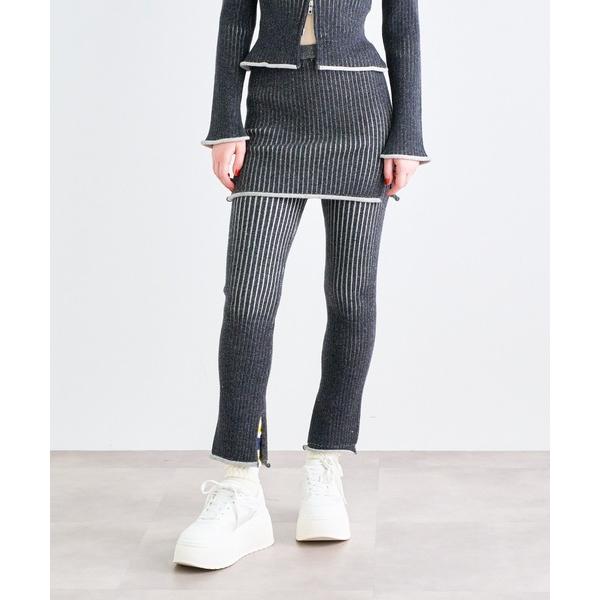 パンツ MIXニット スカートレイヤードパンツ レディース