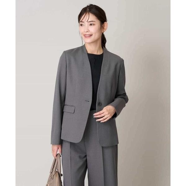 スーツ 「洗える/イージーケア/UVカット/ストレッチ」スカルノテックスVネックジャケット レディー...