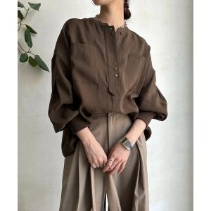 ブラウス シャツ 「新色追加」リブブルゾン風シャツ レディース