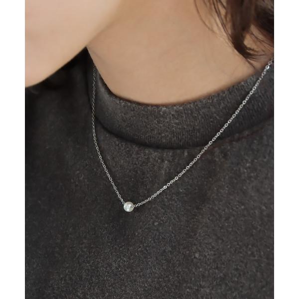 ネックレス 金属アレルギー対応 一粒パール ステンレスネックレス レディース