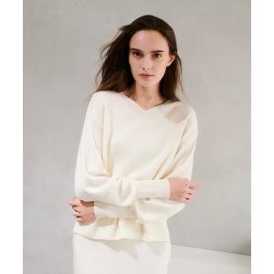 ニット セーター 「セットアップ対応可能」ウールスムース2WAYネックプルオーバー レディース