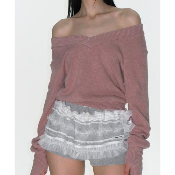 ニット セーター 「CRANK」RIBBON WARMER V-NECK KNITWEAR レディー...