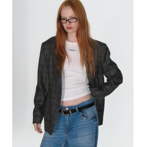 ジャケット テーラードジャケット 「CRANK」OVERSIZED BLAZER/CHECK＆HER...