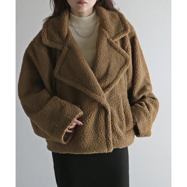 コート チェスターコート ルーズシルエットミドル丈ボアコート レディース