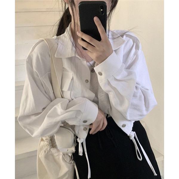 ブラウス シャツ ルーズ ショート シャツジャケット レディース