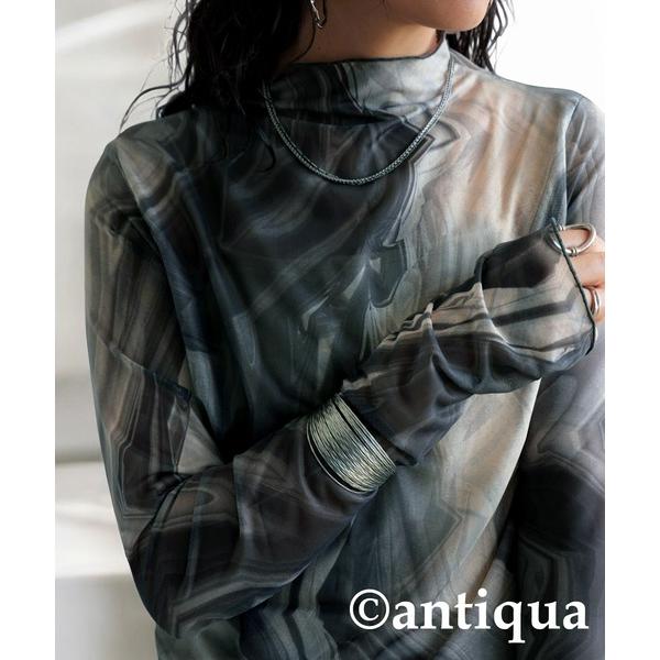 tシャツ ニュアンス柄シアーカットソー レディース