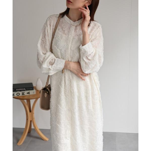 シャツワンピース 「2WAY」ジャガードフラワー シャツワンピース