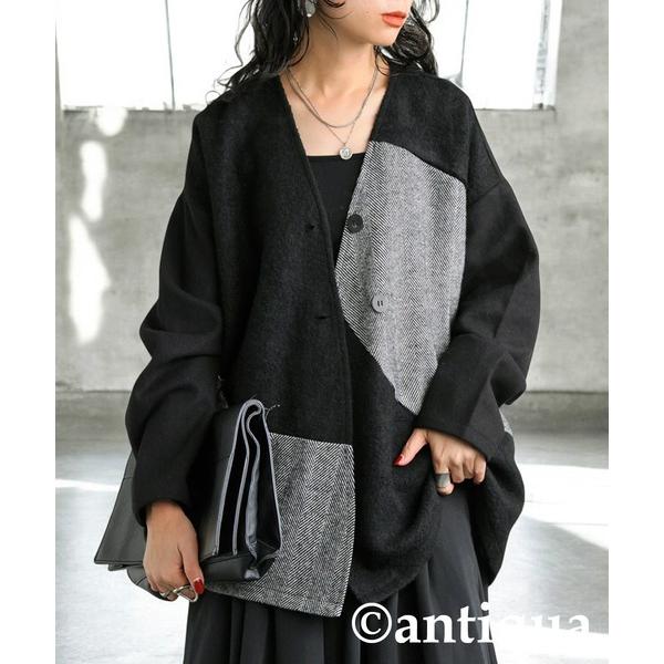 コート アウター 配色切り替えジャケット レディース