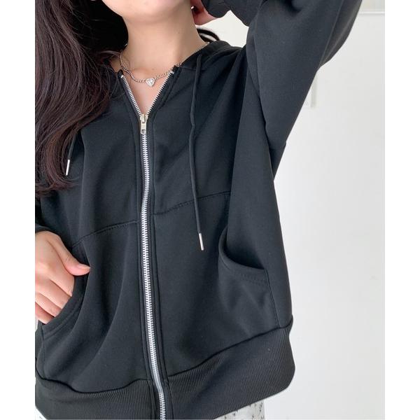 パーカー 「裏起毛」ショート丈 ルーズスウェット ジップパーカー レディース