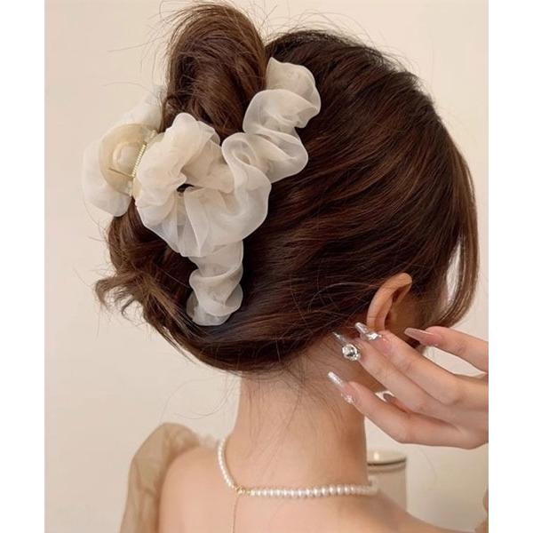 ヘアクリップ 「float」シフォン シンプル バンスクリップ