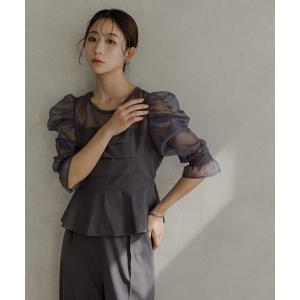 パンツドレス ペプラムパフスリーブセットアップ