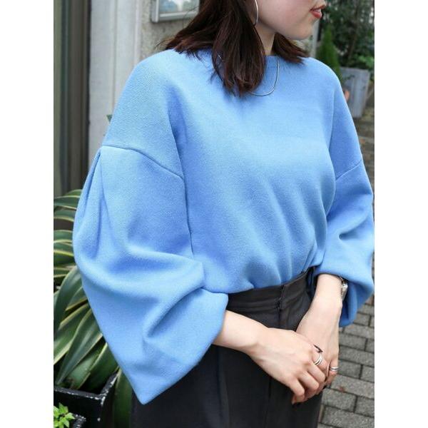 ニット セーター 「WEB限定」スリーブタックスウェットライクルーズニット レディース