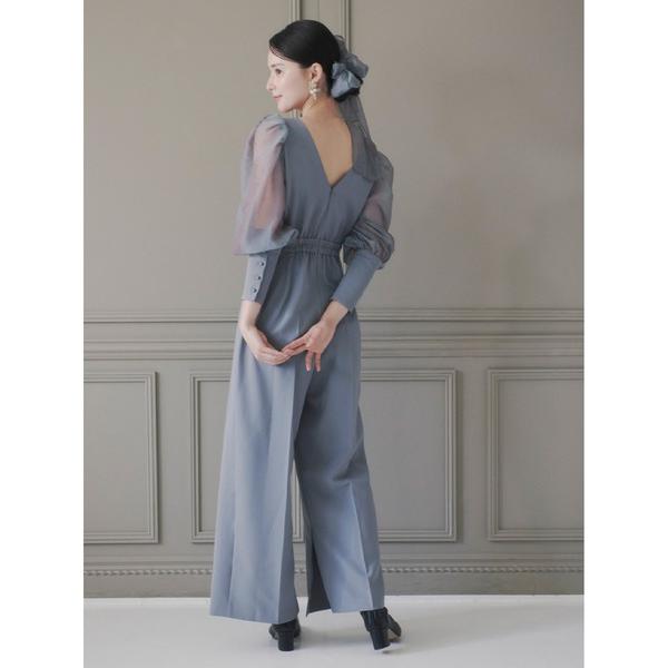 パンツドレス 「湖山結衣さんコラボ」 オーガンジースリーブパンツドレス「オケージョン対応」
