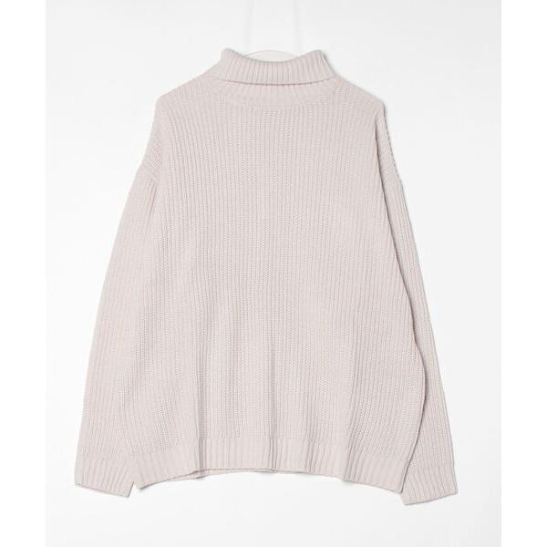 セーター ニット 片畔 オーバーサイズ 無地 タートルネック 長袖 ざっくり編みニット メンズ レデ...