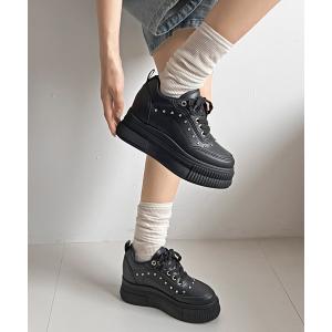 スニーカー 「再入荷」かわいく盛れる +7.5cm 厚底 ビジューパーツ インヒール スニーカー 6434 レディース