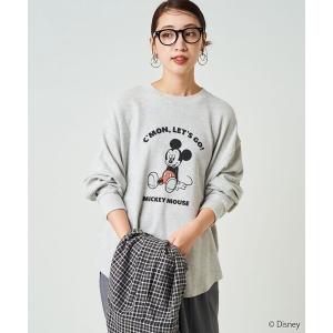 tシャツ 限定展開　別注/Mickey Mouse/ミッキーマウス/ワッフル プリント ロングスリーブ Tシャツ レディース