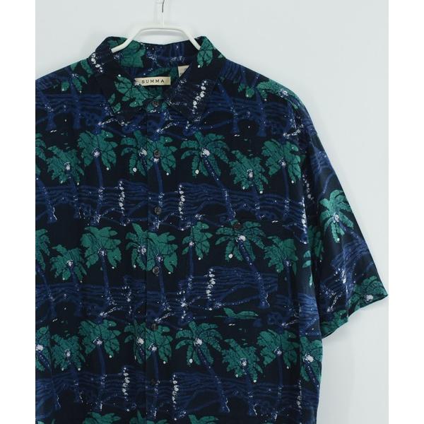 シャツ 「ヴィンテージ古着」SUMMA ヤシの木 総柄 ショートスリーブシャツ メンズ レディース
