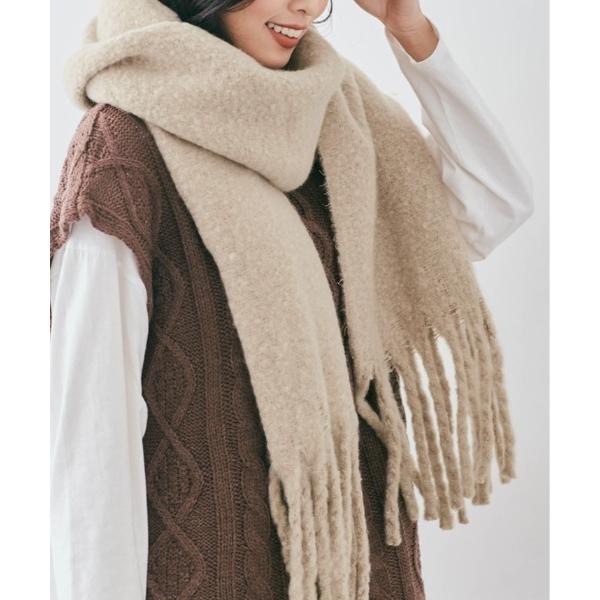 マフラー ストール スフレ ニット フリンジ マフラー レディース