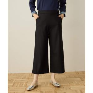 スラックス パンツ 裏起毛ストレッチワイドパンツ 股下58cm丈「ウエストゴム・大きいサイズあり」 レディース