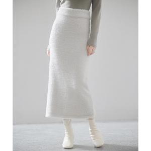 スカート ふわふわシャギー素材タイトニットスカートの商品画像