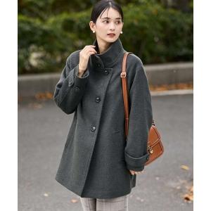ステンカラーコート コート スタンドカラーミディコート レディース