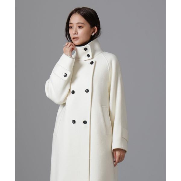 コート アウター PECOLAMBウールカシミヤスタンドカラーコート レディース
