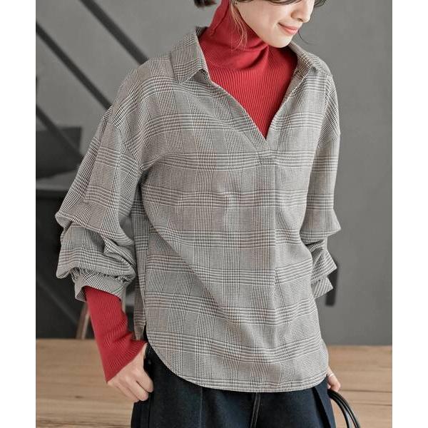 ブラウス シャツ 変形袖タックスキッパーブラウス レディース