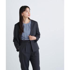 ジャケット ノーカラージャケット 「ウーステッドライクツイルセットアップ」ノーカラージャケット レディース