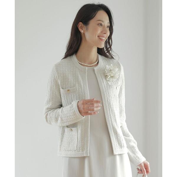 ジャケット ノーカラージャケット TWEED ニット ジャケット レディース