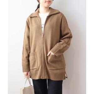 カーディガン 「L〜6L 大きいサイズ」ミドル丈襟付きニットカーディガン レディース