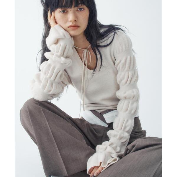 ニット セーター gathered sleeves knit レディース
