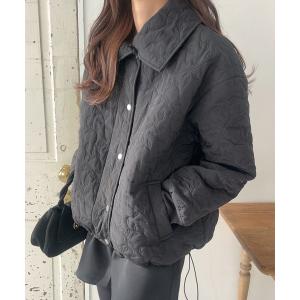 ダウンコート ダウンジャケット リーフ柄キルティングコート「高身長サイズMT有り」 レディース