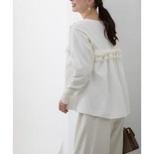 ニット セーター ご自宅でお洗濯可能「SONO/ソーノ」「チアフルニットset-up」チェストフリルハイブリッドニットPO レディース