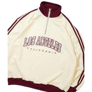 おしゃれスタ ジャージ half zip track jacket/フロントロゴ刺繍