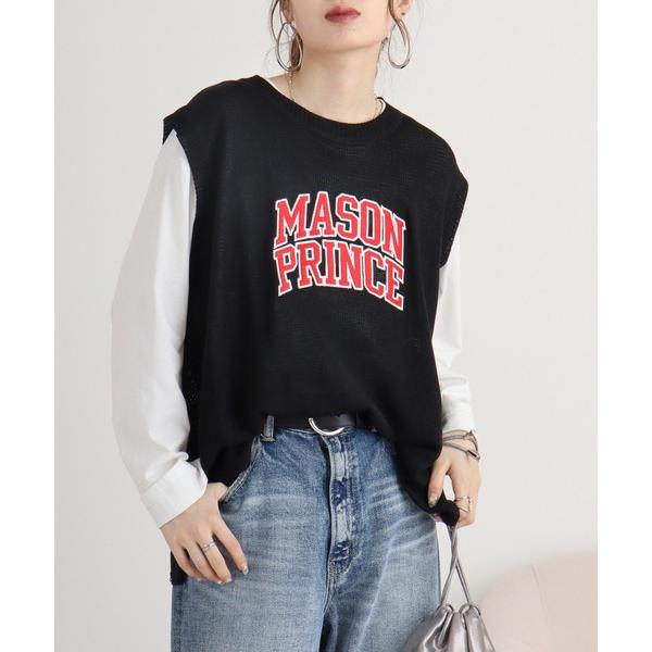 ベスト ジレ je crois soi ロゴ刺しゅうニットベスト レディース