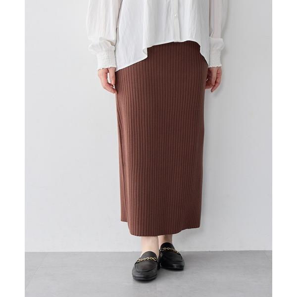 スカート 「anyfee/大きいサイズ」リブニットタイトスカート「低身長サイズ有」新色追加