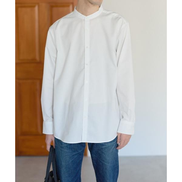 ブラウス シャツ オックスフォードバンドカラー長袖シャツ レディース メンズ