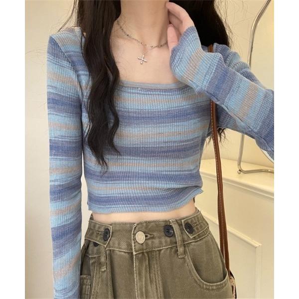 ニット セーター グラデーションボーダー柄ニット レディース