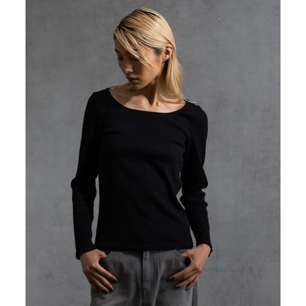 tシャツ 「paradigm」コットンリブスクエアネックカットソー レディース