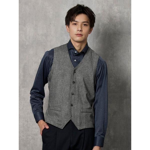 ベスト ジレ TRANS CONTINENTS　フロントクラシックニットジレ　グレー/ブラウン/カー...