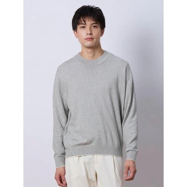セーター ニット TRANS CONTINETNS 　バイカラーカシミヤ混モックネックニット　グレー...