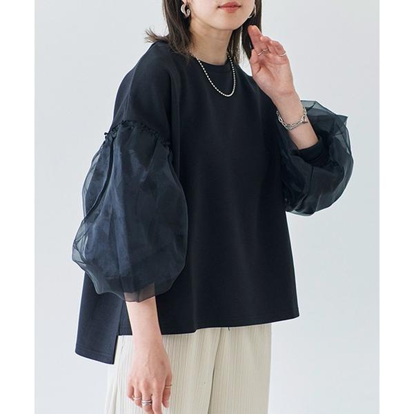 トレーナー スウェット 「Fizz/フィズ」　オーガンジーボリュームスリーブダンボールプルオーバー ...