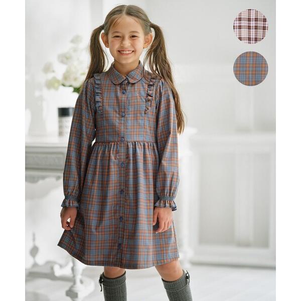 ワンピース 「110-140cm」リセチェックシャツ ワンピース キッズ 子供服 女の子