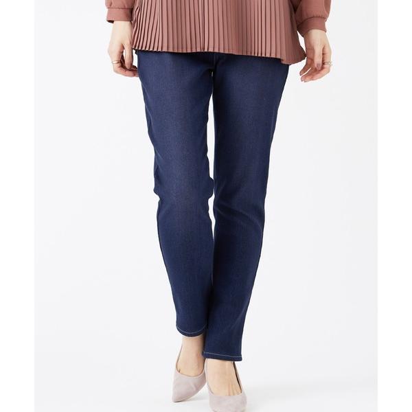 ジーンズ デニム デニムパンツ 裏ベロアストレッチデニムパンツ７３丈 レディース