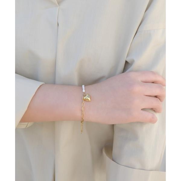 ブレスレット 金属アレルギー対応 「ieLS」ステンレス　ハートチャーム パールチェーンブレスレット...