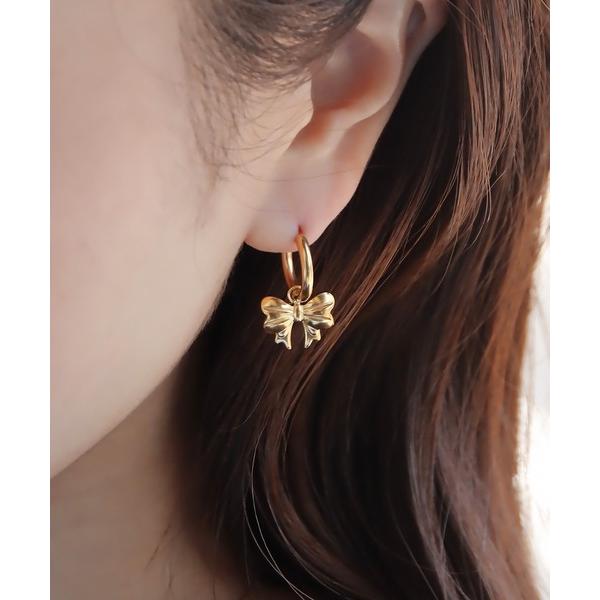 ピアス 金属アレルギー対応 リボンフープステンレスピアス レディース