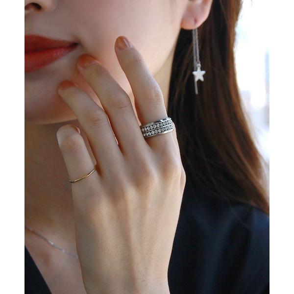 指輪 リング 金属アレルギー対応 2連ジルコニアステンレスリング レディース メンズ