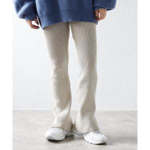 パンツ プレーティングリブパンツ レディース