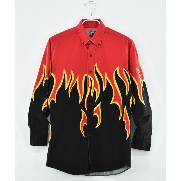 シャツ 「ヴィンテージ古着」Brooks＆Dunn ファイヤーパターン ボタンダウンシャツ メンズ ...